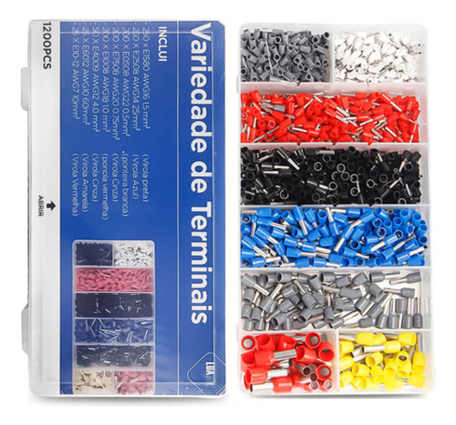 Kit Crimpar Box Alicate E Terminais Ilhós Com 1200 Unidades