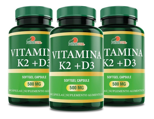 Vitaminas  K2 + D3  Cáps  Huesos - Articulaciones Pack X 3