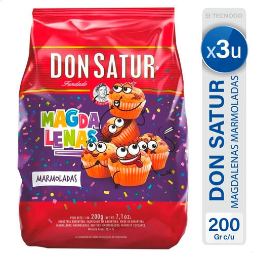 Magdalenas Don Satur Marmoladas Vainilla Chocolate - Pack X3