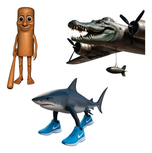 Boneco Meme Tung Sahur - Bombardino Crocodilo - Brainrots
