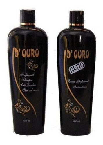 2 Escovas Progressiva Afro D Ouro + 2 Shampoos Todos 1000ml