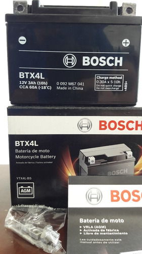 Bateria Bosch Moto Ytx4l-bs Btx4l  12v 3ah 12x3 Fan Bross