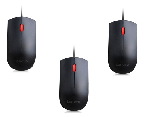 3 Mouse Lenovo Usb - 3 Unidades - De Mostruário Cor Preto