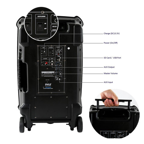 Pyle Bafle Portatil Pphp126wmu Fm Usb Mic Bluetooth