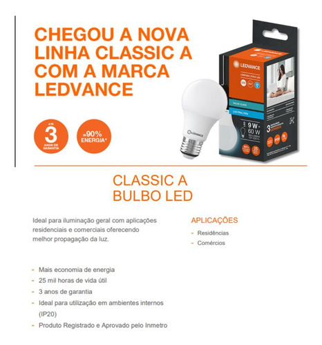 Kit 4 Lâmpadas Bulbo Led 15w 6500k E27 Ledvance Osram Branco