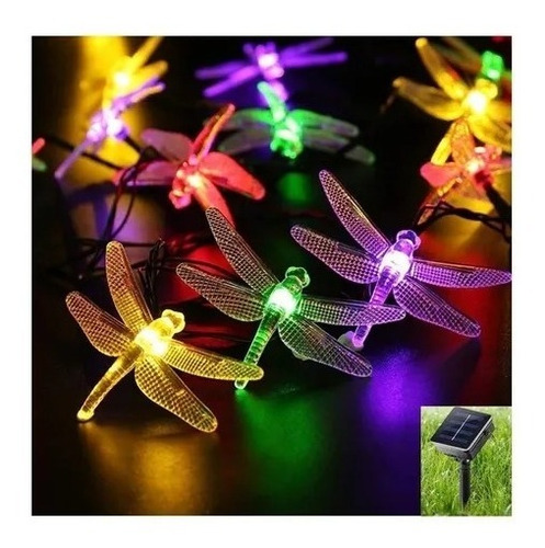 Imagen 3 de 8 de Guirnalda Luces Led Hadas Solar Libélula Exterior E Interior