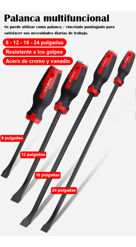 Wanlian-juego De 4piezas Barras De Palanca Resistentes Con Tapa De Martillo Más Gruesa Y Punta Angulada,acero Grado Industrial Ideal Para Reparación De Automóviles, Demolición, Tracción De Uñas