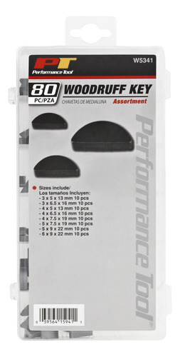 Performance Tool W5341 80pc Woodruff Key Assortment Metric