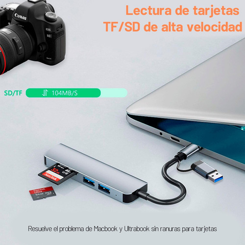 Adaptador Usb C Hub Tipo C Multipuerto 5 En 1
