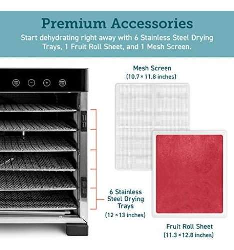 Cosori Premium Stainless Steel Food Dehydrator Machine Trays