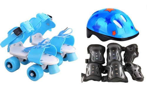 Patines Extensibles Infantiles + Casco Y Set De Protecciones