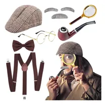 Comprar Conjunto Disfraces Sherlock Holmes, Ropa De Hombre De Los Años 20, Accesorios De Disfraz De Detective Para Carnaval, Disfraces, Fiesta De Detectives