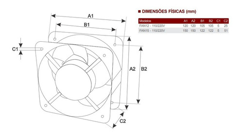 Ventilador Cooler 15x15x5,1cm Bivoft 110/220v Led Preto