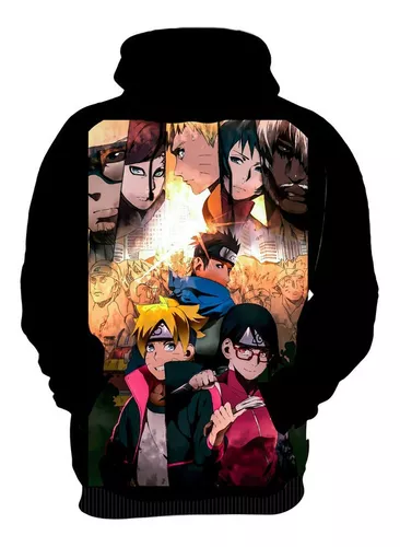 Moletom preto Boruto Karma Desenho Anime Otaku masculino feminino flanelado