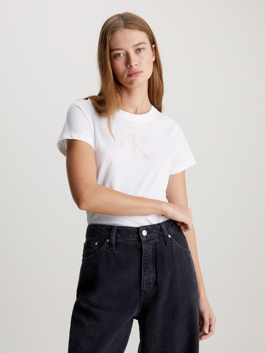 Polera Satin Ck Slim Blanco Calvin Klein