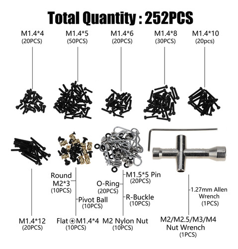 Kit De Fijación De Tornillos M1.4 De 252 Piezas, Manguito, H