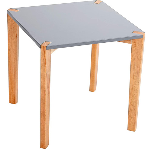 Birdrock Home Mesa Final Con Tapa Gris Y Patas De Madera - M