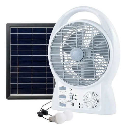 Ventilador Solar 6 En 1 Con Panel Solar De Carga Y Bombillos
