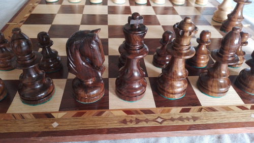 Tablero Ajedrez Artesanal Excepcional Tamaño Casilla 7 Cm