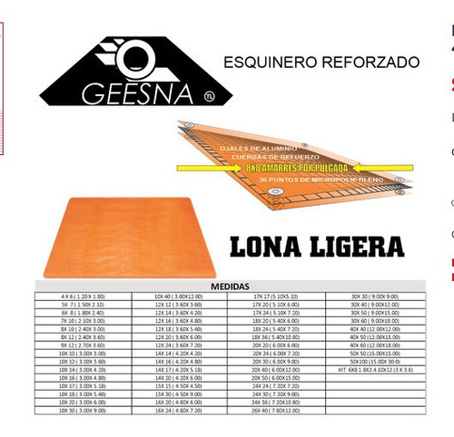Lona Plastica Nara Lig 14x14 ( 4.20x4.20) Geesna |