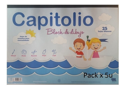 Block De Dibujo Tipo El Nene Nro 5 Capitolio Blanco Pack X5u