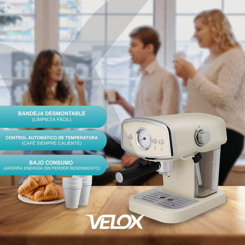 Cafetera Espresso Express Automatica Con Espumador De Leche Para Café Molido Adaptador Para Cápsula Oryx Color Crema