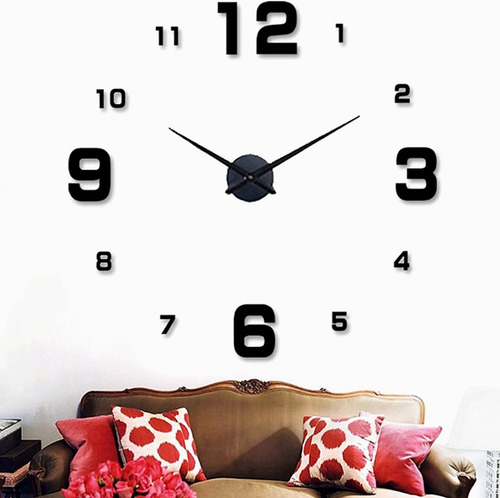 Imagen 1 de 9 de Reloj De Pared Con Diseño 3d Moderno Grande Negro Numero47''