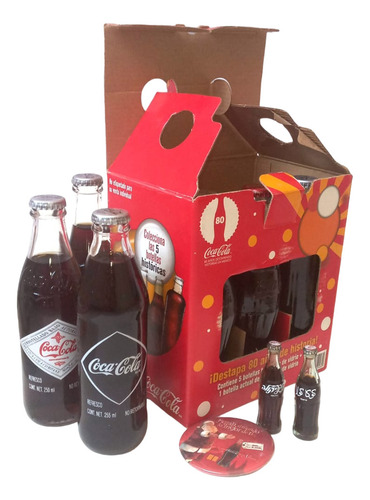 Lote Colección Coca Cola 80 Años, Coca Cola Mini Y Botón. (Usado)