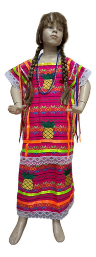 Vestido Regional Típico Oaxaca La Guelaguetza Huipil Flor De Piña Para Adolescente