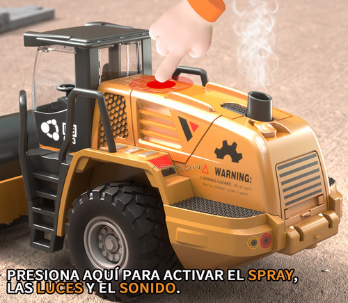 Juguete Construcción 3 En1 Vapor Montacargas Bulldozer Metal