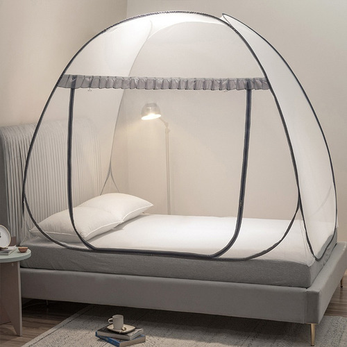 Mosquitero Plegable Cama 1.8x2x1.5m, Sin Necesita Colgarse Gris