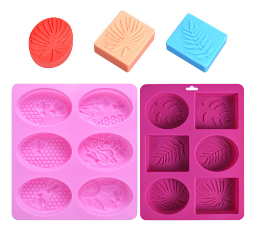 Paquete De 2 Moldes De Silicona Para Jabón, 6 Cavidades, Par