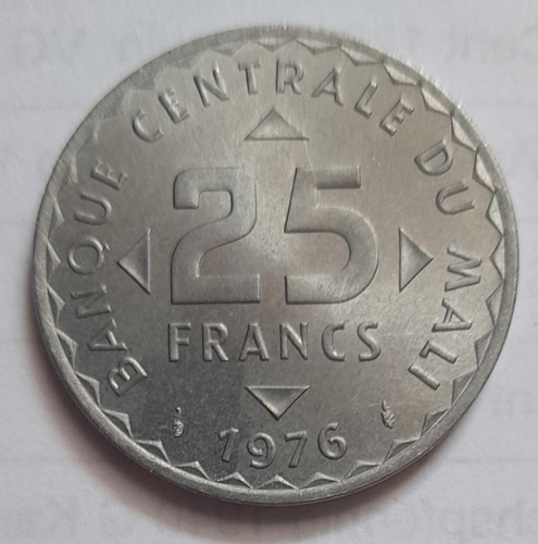 Moneda De 25 Francos, Mali, Año 1976, En Aluminio.