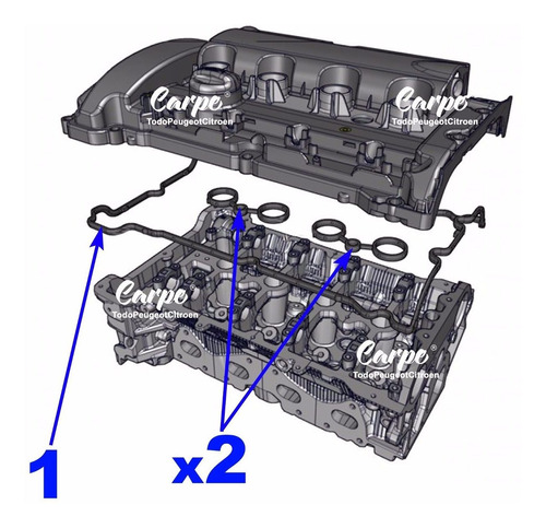 Jgo 3 Juntas Tapa Valvulas Peugeot 408 Thp 1.6 16v Turbo