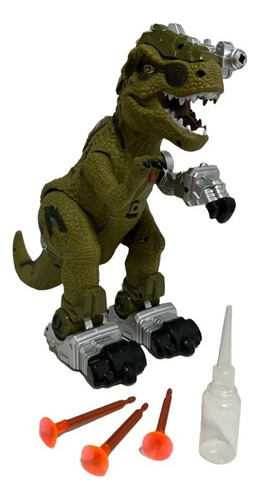 Dinosaurio Camina Tira Humo Sonido Luz Y Dispara Dardo Robot Verde