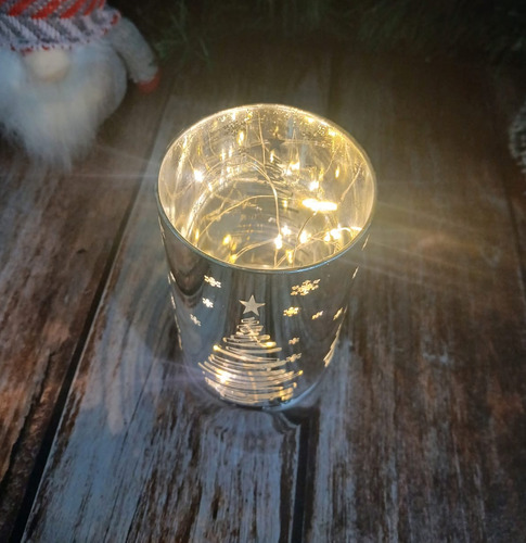 Luz Velon Cilindro Pesebre Navidad Decoracion Navideña Luces Luces Plateado