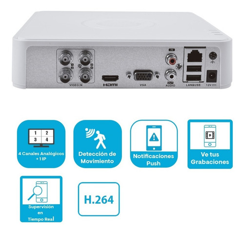 Imagen 3 de 7 de Kit Circuito Cerrado 4 Cámaras Hd 1 Mp Cctv Hikvision 1 Tb