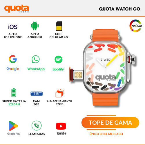 Reloj Inteligente Go Juegos Wifi Gps Hombre Spotify Whatsapp Plateado