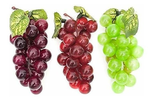 Uvas Artificiales - Fruta Para Decoracion X3 Racimos