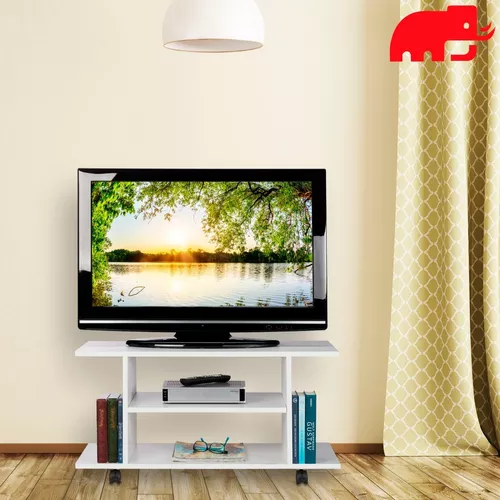 Mueble Mesa Tv Led Smart Con Ruedas 1,20 Mts Melamina