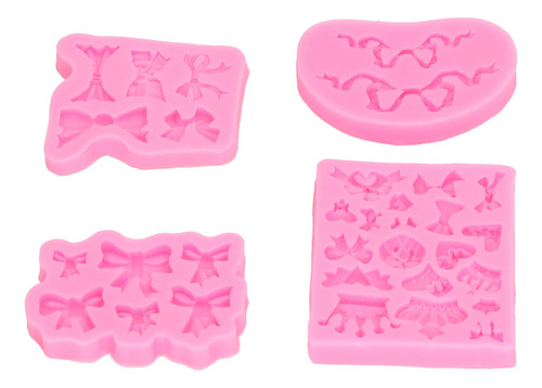 Molde De Silicona Para Fondant, 4 Unidades, Con Forma De Laz