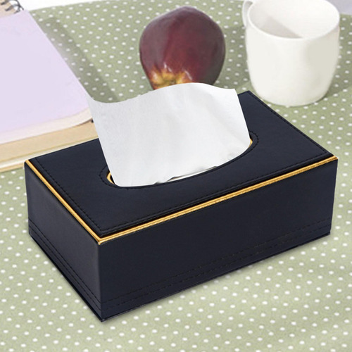 Caja De Pañuelos De Servilleta Rectangular Pu Pu Negro