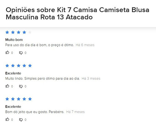 Imagem 2 de 10 de Kit 7 Camisa Camiseta Blusa Masculina Rota 13 Atacado