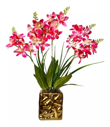 Vaso De Mini Orquídeas Artificial Casa Sala Decoração