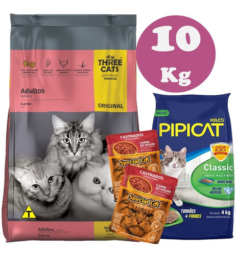 Three Cats Original Adulto Carne 10 Kg + Regalo