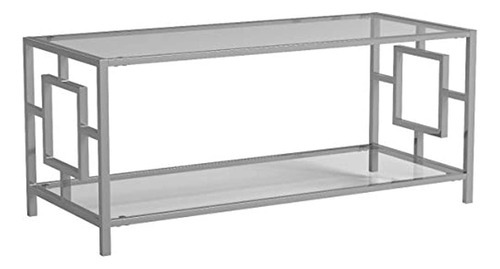 Convenience Concepts Town Square Chrome Coffee Table, Clear