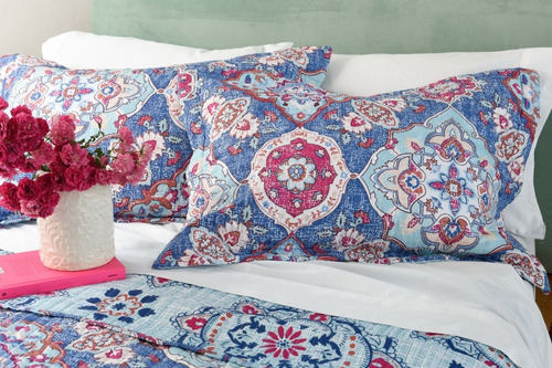 Cubrecama Quilt Cover Reversible +fundas Twin Calgary D1 Color Variado