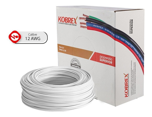 Imagen 1 de 7 de Caja 100mts Cable Blanco Cal 12 Awg Kobrex Vinikob 100%cobre
