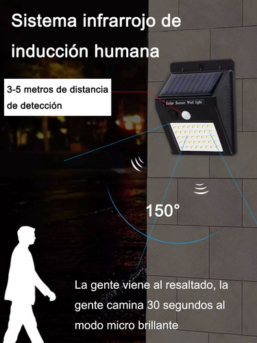 10pzs Lámpara De Luz Solar Impermeable Exterior De Pared Led Negro