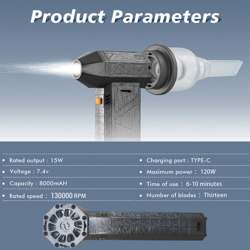 Bh Para Ventilador Mini Turbo Jet De 52 M/s, 130000 Rpm,
